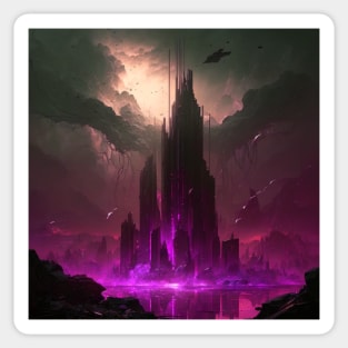 Dystopian Ruined City in a Storm Sticker